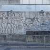 Square-on view of mural on south west elevation of swimming pool, taken from south west, Provost's Pool, Stirling