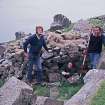 Cleit 27, Soay, with (from left) S Rae, Mary Harman & Wally Wright.