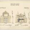 Plans, sections and elevations of tombs to the Lindsays of Wormiston and James Lumsden of Airdrie 1598, Crail Churchyard.
