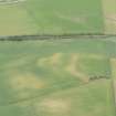Oblique aerial view of the cropmarks of the round houses, enclosures and pits, looking SSE.