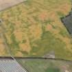 Oblique aerial view of the cropmarks of the palisaded settlements, round houses and pits at Ironshill, Inverkeilor,  looking E.