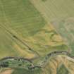 Oblique aerial view of the cropmarks of the pit alignment at Drumnagair, looking S.