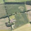 Oblique aerial view centred on the farmstead at Nether Balgillo, with cropmarks in the adjacent fields, looking S.