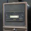 Ground floor, detail of log recorder on main control panel for wokers housing on Scotstoun Street