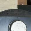 Upper floor, transformer house, ammeter, detail of manufacturer's nameplate ' Ferguson Pailin Ltd.'