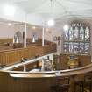 Interior. General view of gallery to pulpit area.