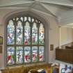 Interior. Detail of main stained glass window.