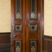 Ground floor, dining room, view of door with inlaid panels