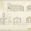 Elevations and sections of proposed chapel.