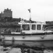 The ADU’s vessel Xanadu off Duart Point to assess the wreck on behalf of Historic Scotland in 1992. (Archaeological Diving Unit)