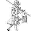The bellman (night-watchman), detail redrawn from Thomas Dekker, The Bellman of London (1608), showing a lantern of similar type to those found on the Duart Point shipwreck. (redrawn by Colin Martin)