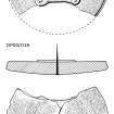 Compass base (DP00/016) with lead stabilising weight and copper-alloy pin for the magnetic needle. At some stage, perhaps during manufacture, the base has developed a serious crack which has been repaired by the insertion of a thin wooden shim held in place by two copper-alloy 'dogs' – tapered staples which pulled the two sides tightly together. Scale 10 centimetres. (Colin Martin)