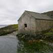 The pitched-roofed building attached to the seaward side of Kiln B is a later shed, possibly built on the foundations of an unroofed structure, probably a low-walled platform, shown on the 1871 OS 25-in map. This may have been a coal store, with unloading access along its seaward edge. (Colin Martin)
