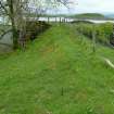 The levelled causeway leading from the quarry, looking towards the NW corner of the main kiln building. (Paula Martin)