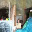 Interior of the shed fronting Kiln B, showing the inner right and left draw-arches of the two pots. (Paula Martin)