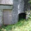 The outer draw-hole of the right-hand pot of Kiln B, with the fore-shed abutting on the left. (Paula Martin)