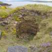 The damaged top of Kiln A showing the upper lining of the pot. (Colin Martin)