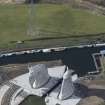 Oblique aerial view of the Kelpies, looking SW.
