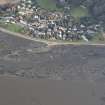 Oblique aerial view of the pier and harbour at Culross, looking NW.