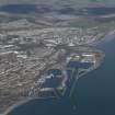 General oblique aerial view of the town of Methil and Methil Docks, looking N.