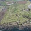 Oblique aerial view of Crail Airfield Pillbox and Craighead Golf Links, looking WNW.