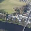 Oblique aerial view of Dunkeld, Dunkeld Catherdral and Cathedral Street Drill Hall, looking NNW.