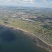 Oblique aerial view of Dundonald Links Golf Course, Kilmarnock Barassie Golf Course and Western Gailes Golf Course, looking SSE.