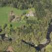 Oblique aerial view of Corra Castle and Corehouse Country House, looking NNW.
