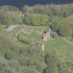 Oblique aerial view of Lochmaben Castle, looking NE.