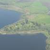 General oblique aerial view of Lochmaben Castle, looking E.