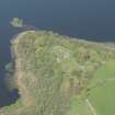 Oblique aerial view of Lochmaben Castle, looking NNE.