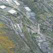 Oblique aerial view of Galashiels, and construction of the Plumtreehall section of the Hawick to Edinburgh Branch Line, looking SSE.