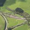 Oblique aerial view of the construction of the Bowshank section of the Hawick to Edinburgh Branch Line, looking SW.