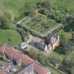 Oblique aerial view of Liberton House, walled garden and dovecot, looking E.