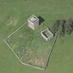 Oblique aerial view of Repentance Tower and Trail Trow Chapel, looking NW.
