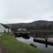 Fort Augustus Upper basin showing workshop and Scot 11 at old timber pier looking W