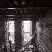 Interior view looking into the fire damaged library of the Mackintosh building.