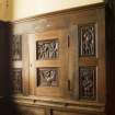 Charter room. View of carved wooden panels.