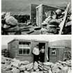  Frank, Alasdair & Bobby Darling, newly erected huts inside fank, Fianuis, 1938.