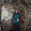 St Ronan's Church. Oratory interior with Kathleen Jamie against west gable, 2009.