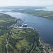 General oblique aerial view of the Clyde Submarine Base, Faslane, looking SW.