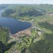 General oblique aerial view of Lochgoilhead and the golf course, looking SW.