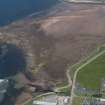 Oblique aerial view of Brigurd Point Harbour and fish trap at Hunterston Sands, looking N.