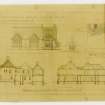 Sections, elevation to golf course and site plan showing proposed alterations of the club house of the Edinburgh Burgess Golfing Society.