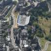 Oblique aerial view of Edinburgh Castle and Esplanade, looking WSW.