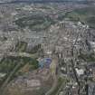 General oblique aerial view of Edinburgh Old Town, Edinburgh Castle and Waverley Station, looking NE.