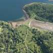 Oblique aerial view of the fish trap and Stonefield Castle Hotel, looking NE.