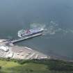 Oblique aerial view of the Cairnryan ferry terminal and MS Stena Superfast VII, looking WSW.