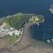 Oblique aerial view of Dunstaffnage, looking NNW.