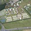 Oblique aerial view of the yurts in The Residence at T in the Park , looking N.
